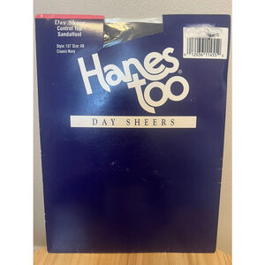 Hanes Too Day Sheers Pantyhose Size AB Classic Navy Style 137 Sheer Sandalfoot